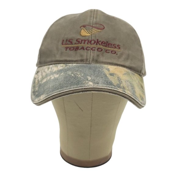 Mossy Oak Camo Brim Strapback Cap US Smokeless Tobacco Trucker Baseball Hat - Picture 7 of 12